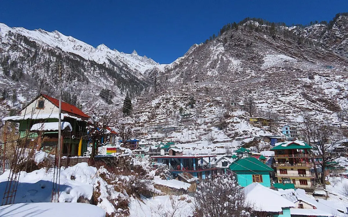 Solang Valley with snow-covered mountain peaks